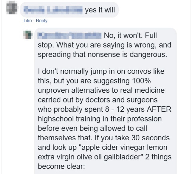 Alternative Medicine Advocate Tells This Internet User How To Cure Their Tumor, Gets Shut Down With Facts
