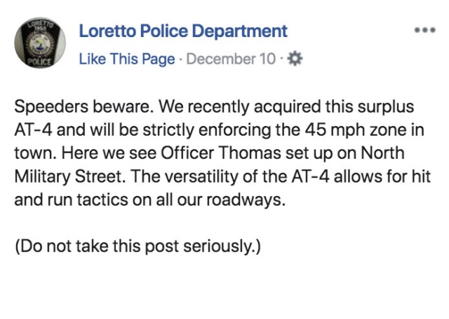 Police Department Jokes About Using a Rocket Launcher On Speeders and It Backfires