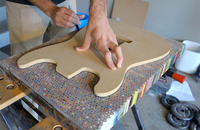 Guy Spends $500 To Build A Custom Guitar Out Of 1,200 Pencils