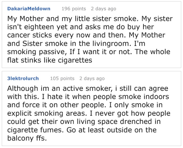 Someone Says That Non-Smokers Are 'Boring,' Gets Shut Down By Person Who Grew Up In Cigarette Smoke