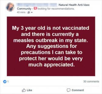 Anti-Vaxx Mom Asks How To Protect Her 3-Year-Old Against Measles