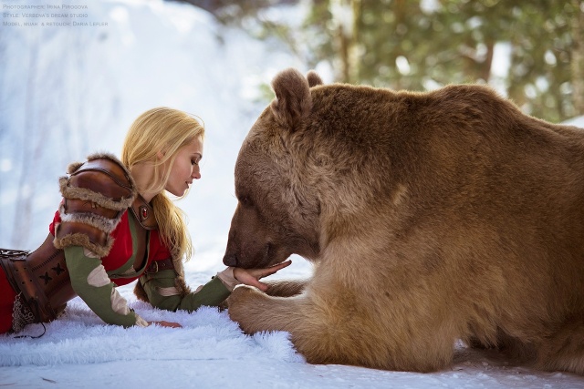 Girl And A Bear