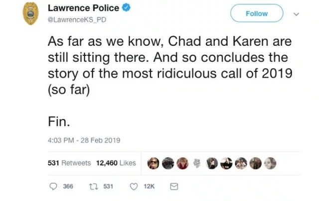 The Lawrence Police Department, and the saga of “Karen” and “Chad”