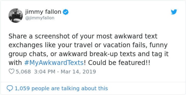 Jimmy Fallon Strikes With A #MyAwkwardTexts Challenge