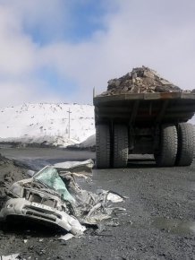 Dump Truck Accident. The Pickup Driver Walked Away Without Injuries