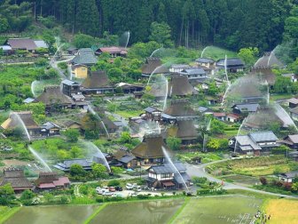 Ingenious Sprinkler System Turns Entire Japanese Hamlet into a Water Fountain