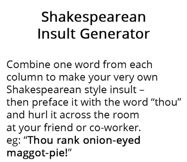 The Shakespearean Insult Generator