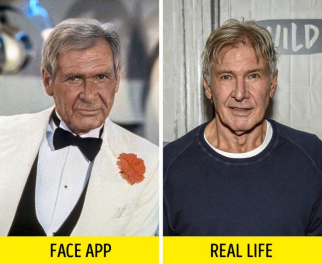 FaceApp “Old Filter” Added To Retro Photos Of Celebs Vs Real Photos Of Celebrities