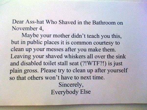 Passive Aggressive Bathroom Notes