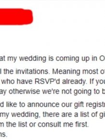 Bride Insists Guests Spend At Least $400 On Her Wedding Gift