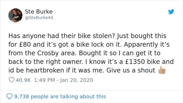 Man Bought Bike From A Thief And Returned It To Owner