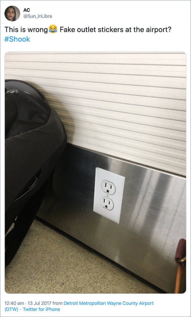 Airport Prank: Fake Power Outlets