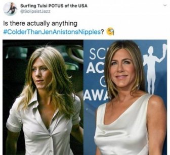 #ColderThanJenAniston'Nipples Tweets