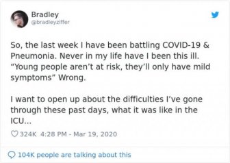 Guy Shares His Experience Of Coronavirus