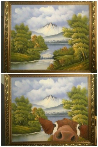 Artists Improved Thrift Store Paintings In A Funny Way