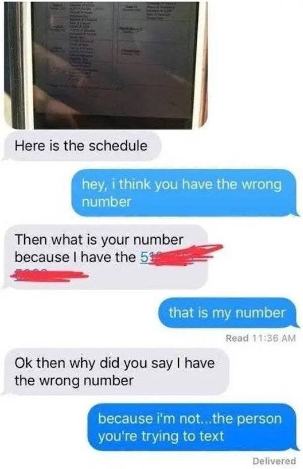 Wrong Number Messages