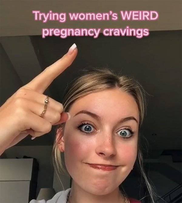Woman Tries Different Pregnancy Food Cravings