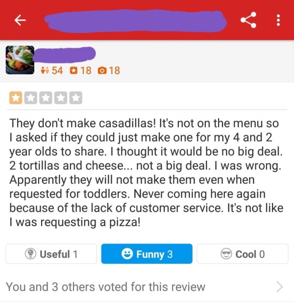 Weird Complaints Of Restaurant Visitors