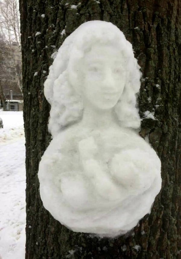 Snow Sculptures On Trees