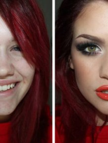 Women Demonstrating The Power Of Makeup