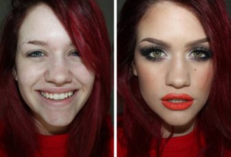 Women Demonstrating The Power Of Makeup